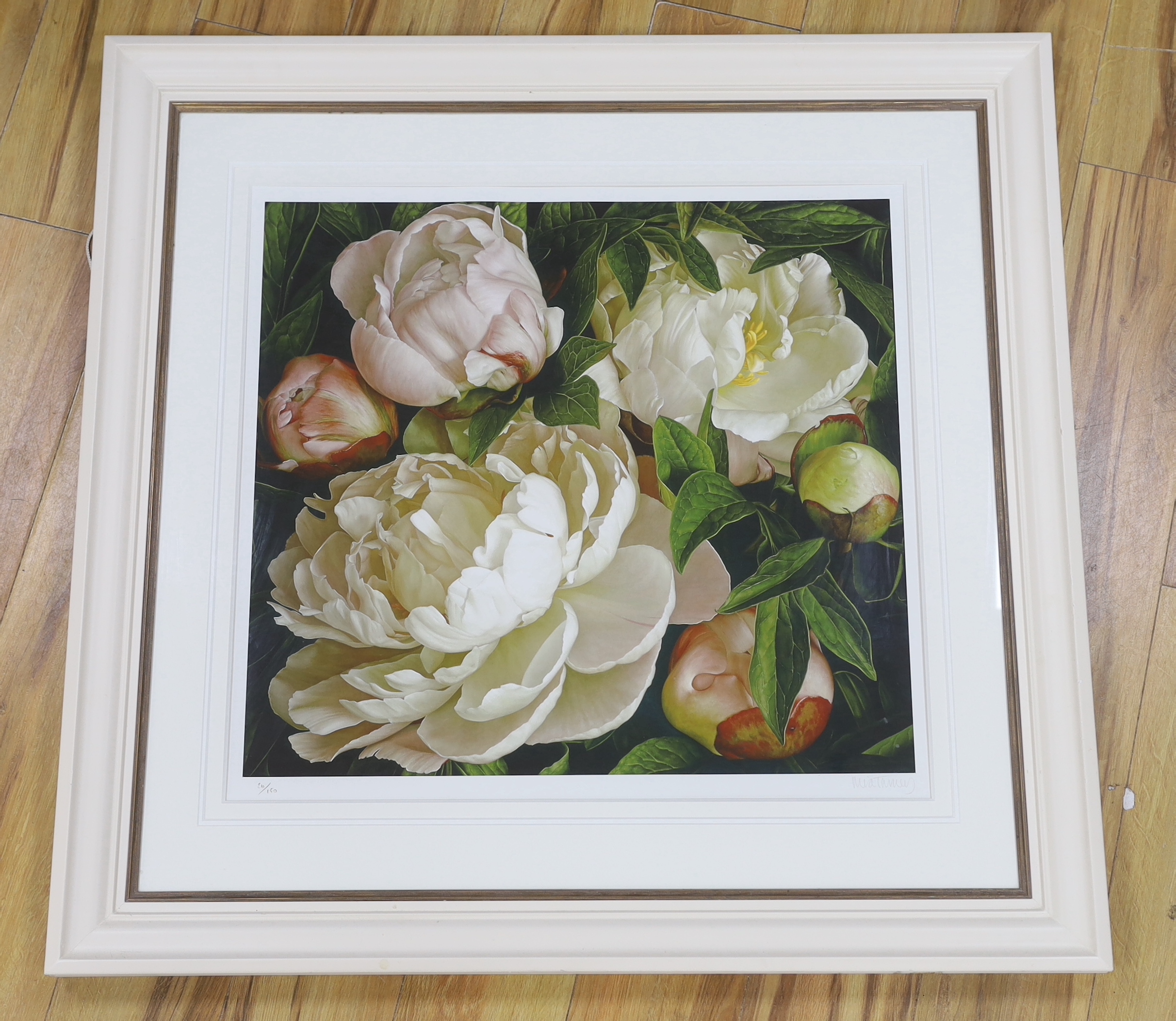 Mia Tarney (b.1973), limited edition glicee print, 'Peony Gardenia', signed in pencil, limited edition 26/150, COA verso, 67 x 63cm